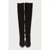Brown block heel boots