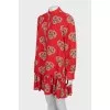 Silk A-line dress with long sleeves