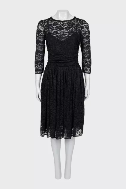 Guipure dress with draping