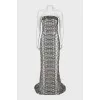 Off-the-shoulder dress decorated with rhinestones