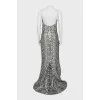 Off-the-shoulder dress decorated with rhinestones
