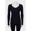 Textured jumper with a deep neckline