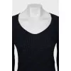 Textured jumper with a deep neckline