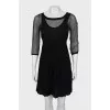 Mesh dress with pleated hem