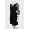 Mesh dress with pleated hem