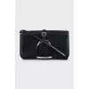 Leather shoulder bag with tag