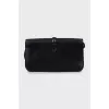 Leather shoulder bag with tag