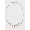 Silver set of earrings and necklace