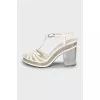 Leather sandals with transparent heels