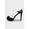 Black and white high heel sandals