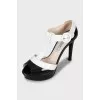 Black and white high heel sandals