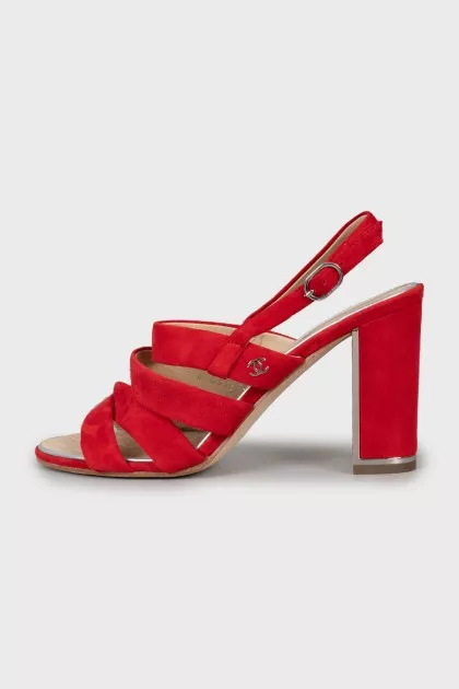 Red suede sandals