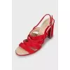 Red suede sandals