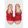 Red suede sandals