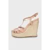 Patent leather wedge sandals