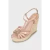 Patent leather wedge sandals