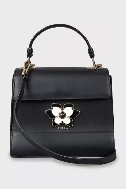 Black leather crossbody bag