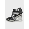 Leather sandals with transparent heels