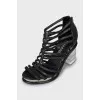 Leather sandals with transparent heels