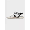 Two-tone leather and suede sandals