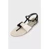 Two-tone leather and suede sandals