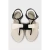 Two-tone leather and suede sandals