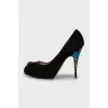 Suede printed heel shoes