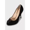 Suede printed heel shoes