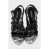 Animal print leather sandals