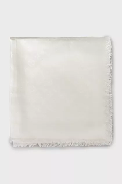 White scarf with signature print
