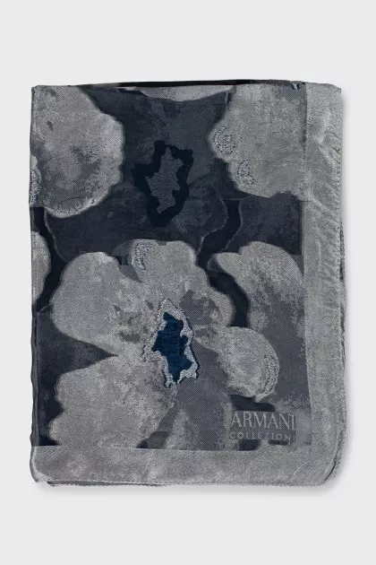 Semi-sheer scarf with floral print