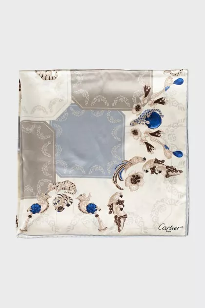 Square silk scarf with print