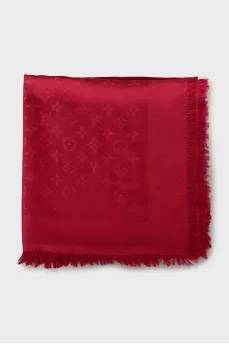 Silk and wool scarf with fringe