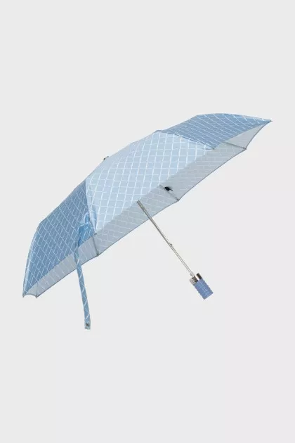Blue umbrella with brand logo