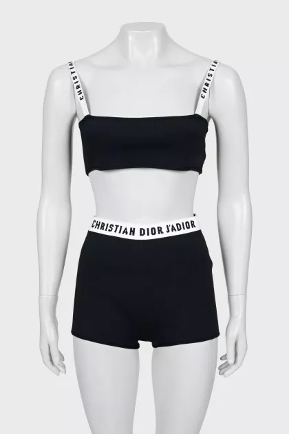 Set of top and shorts with perforation