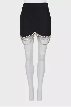 Mini skirt with crystals and tag