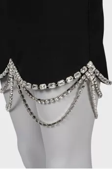 Mini skirt with crystals and tag