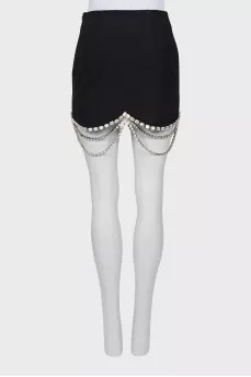Mini skirt with crystals and tag