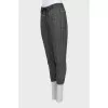 Trousers with printed pattern and raised seams