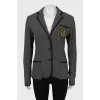 Gray jacket with embroidered logo