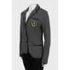 Gray jacket with embroidered logo