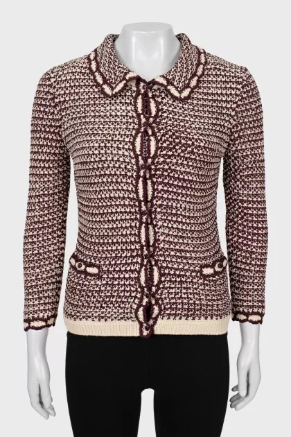 Knitted set of a T-shirt and a cardigan