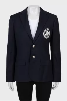 Wool jacket with white embroidery