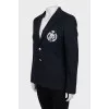 Wool jacket with white embroidery
