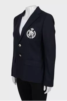 Wool jacket with white embroidery