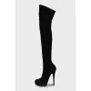 Suede high heel boots