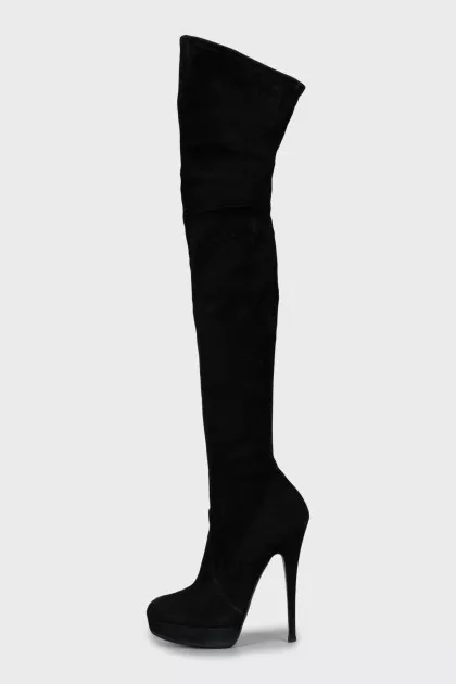 Suede high heel boots