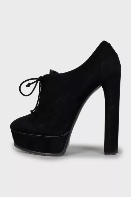 Suede lace-up ankle boots