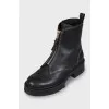 Leather boots with contrasting seams