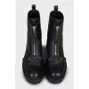 Leather boots with contrasting seams